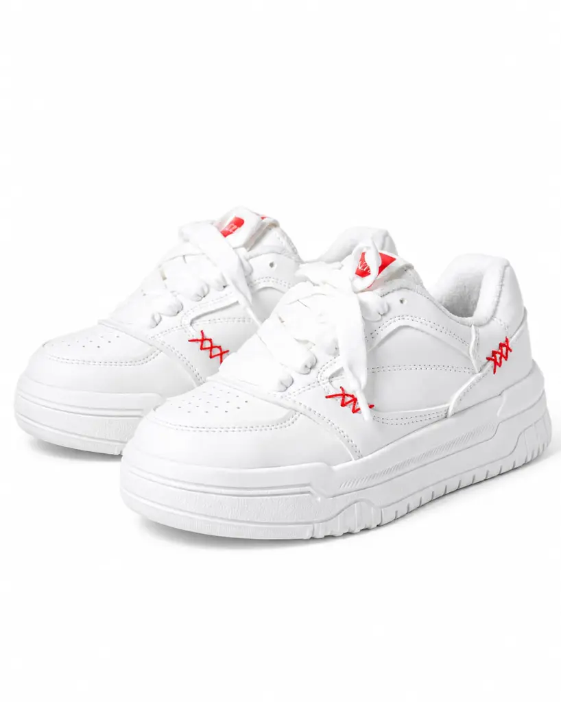 Zapatillas blancas con detalles rojos.webp