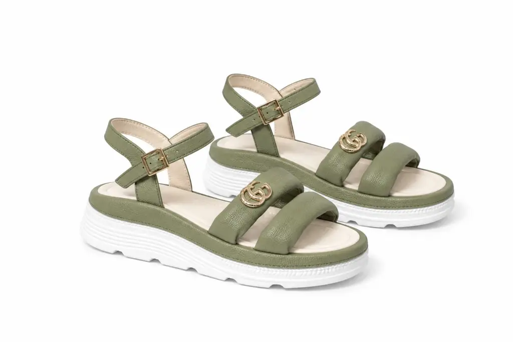 Sandalias verde oliva con plataforma blanca.webp