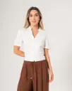 Blusa manga corta entallada crudo (10102615)