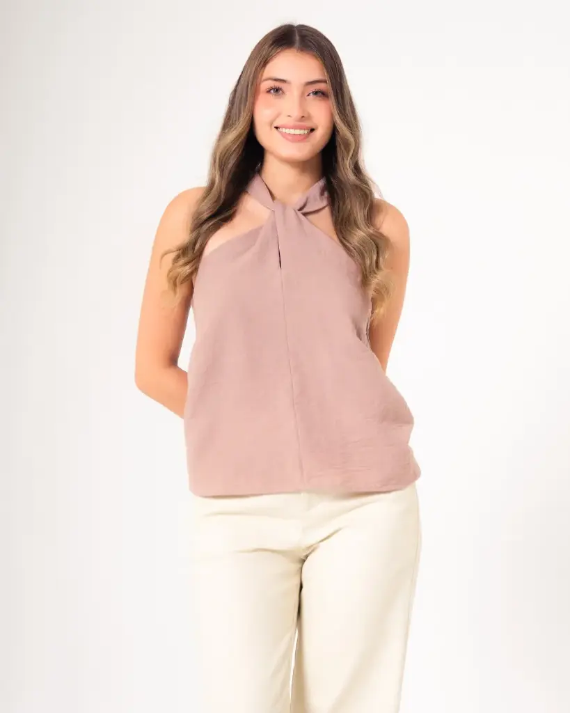Blusa banda escote/entorchado.