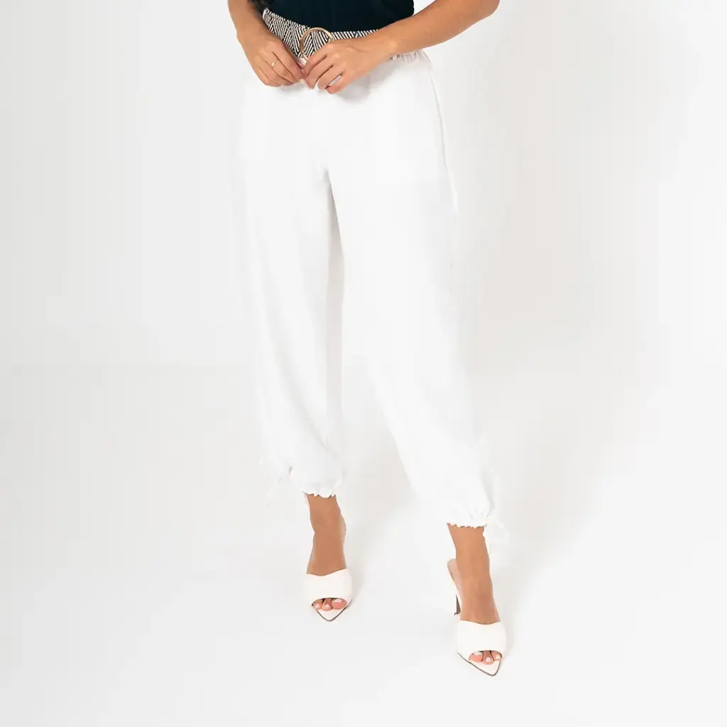 Pantalón con correa bombacho beige (S11470)