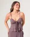 Blusa de tiras amarre en frente moca (10103733)