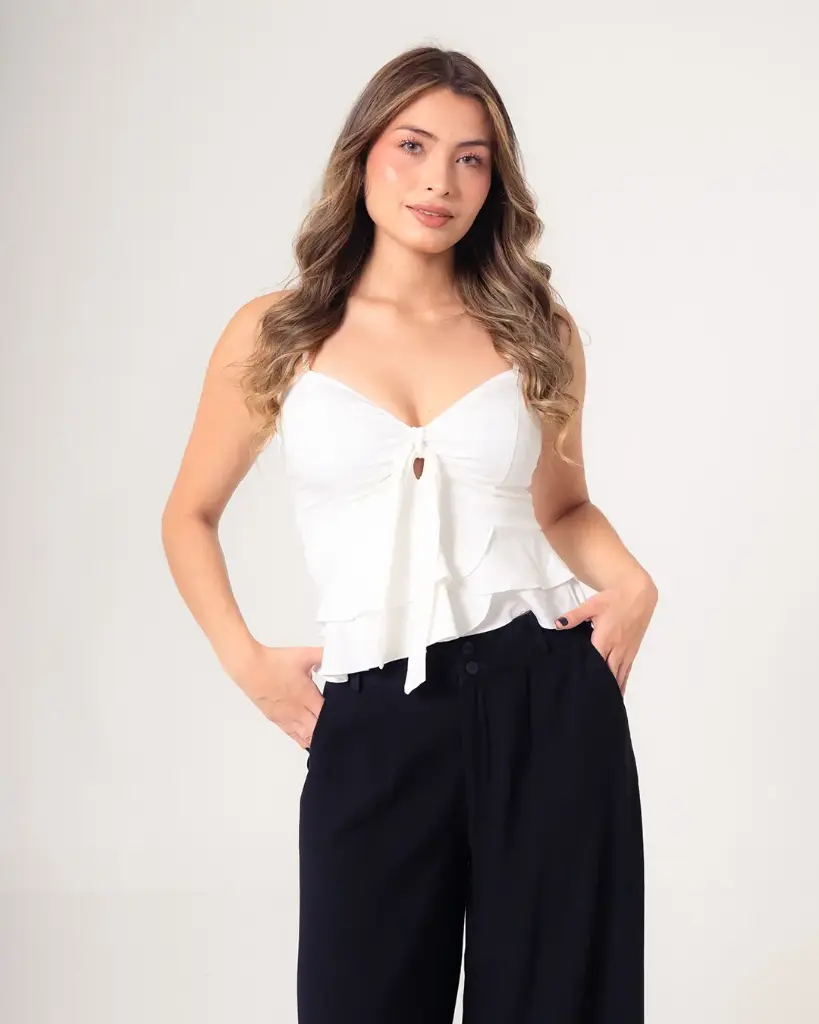 Blusa de tiras amarre en frente crudo (10103733)