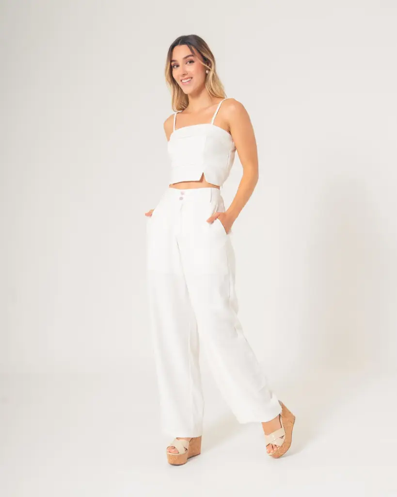 Blusa Crop con Tirantes Delgados semilla (11710277)
