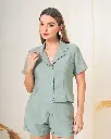 Blusa camisera con Botones y Mangas Cortas salvia (11710284)