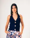 Blusa Halter con Botones azul navy (11710274)