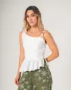 Blusa Asimétrica Peplum con Cordones ivory (10113134)