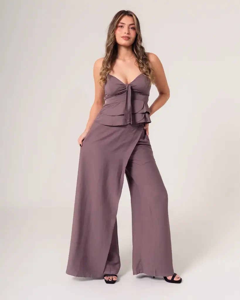 Pantalón culotte de tiro alto camel (10730260)