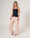 Blusa tiras con botones en frente negro