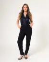 Pantalón recto con corte delantero negro