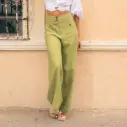 Pantalon recto pretina lisa y bolsillos delanteros verde pistacho (P-033)