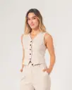 Chaleco básico botones en frente beige