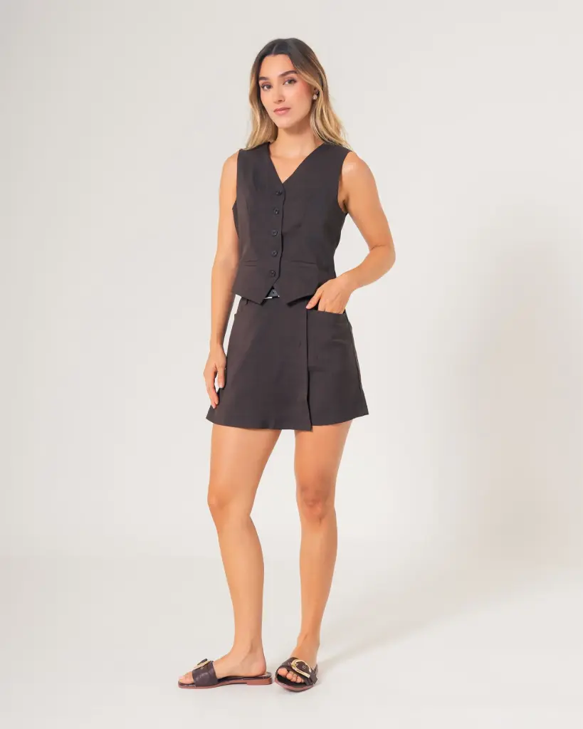Short prense delantero con correa café (S105)