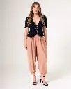 Pantalón tipo aladin tiro alto y bota ajustada chocolate (S11653)