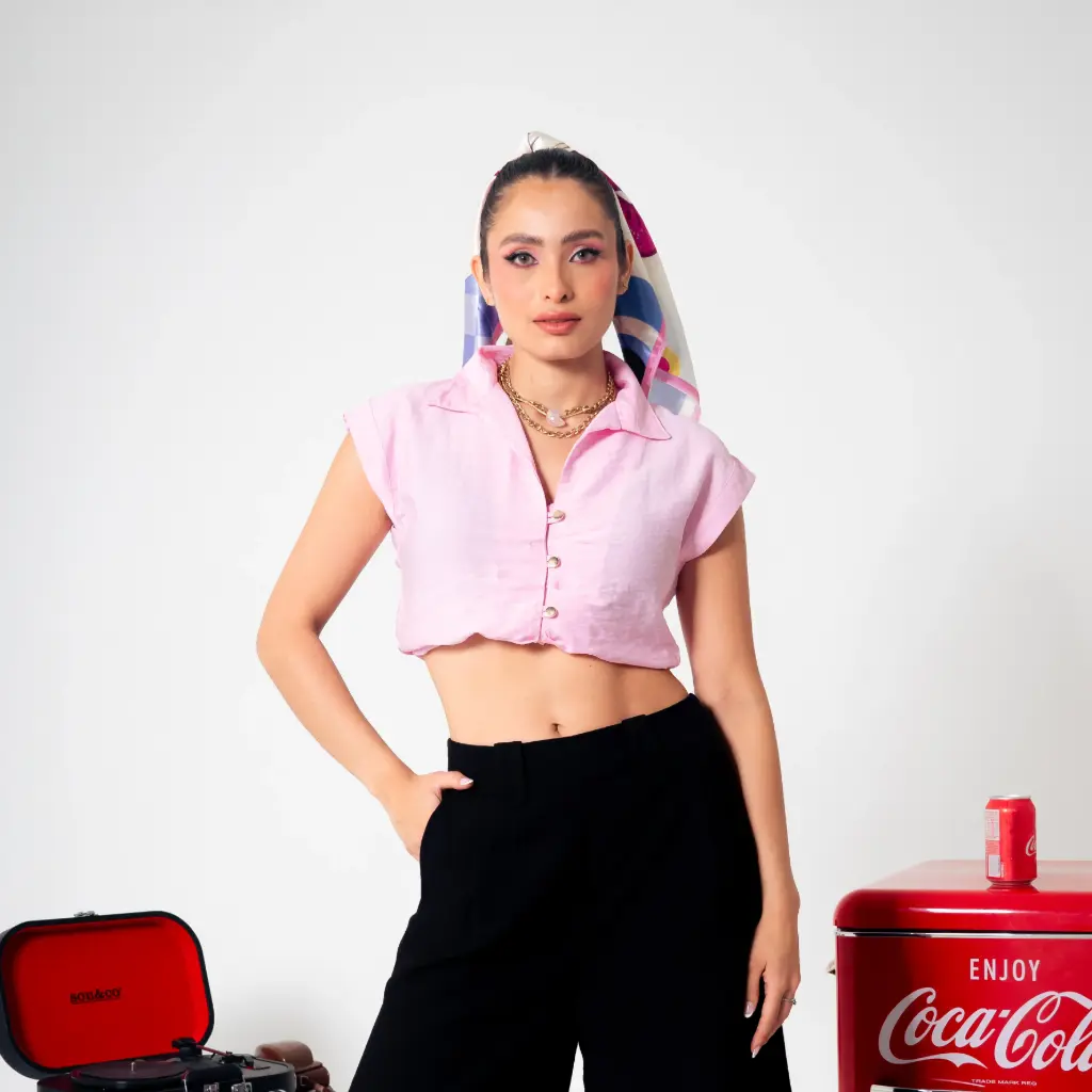 Blusa camisera manga corta rosado (S11731)