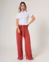 Blusa manga corta con cuello camisero y ajuste en cintura blanco (AZ-190)