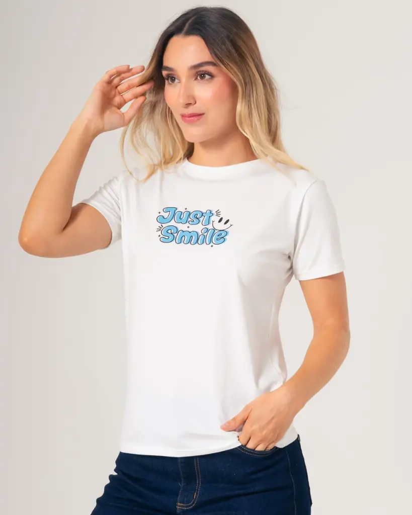 Camiseta Básica Estampado azul Just Smile (2330)
