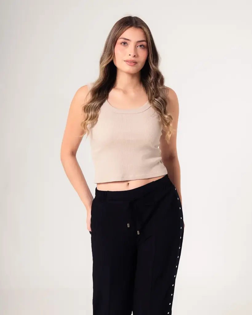 Blusa basica tipo musculosa avena (1644)