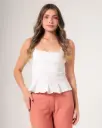 Blusa escote cuadrado con peplum ivory (2077)