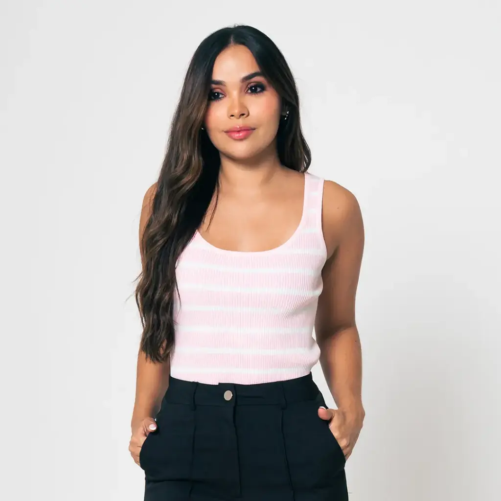 Blusa Tejida Rayas Rosa