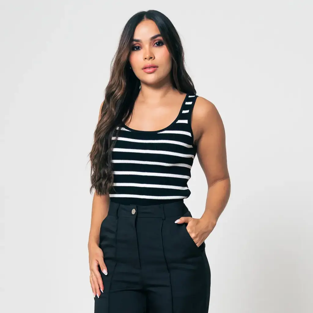 Blusa Tejida Rayas negro