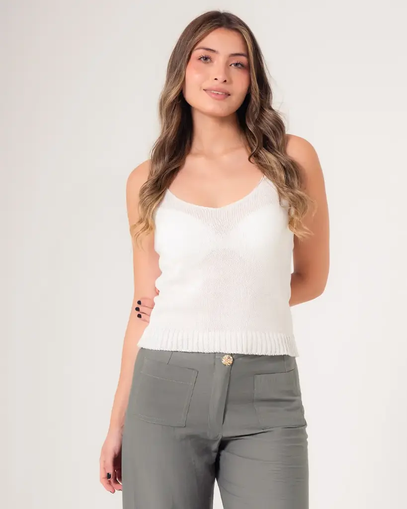 Blusa tiras tejida natural (BL2273)