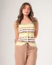 Blusa corta de tiras con diseño de rayas horizontales amarillo combinado