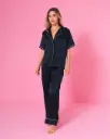 Set de pijama camisa-pantalon sateen. Negro (3056-3052)