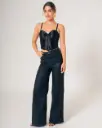 Blusa tipo Corsé con copa y corte NEGRO (ISABEL)