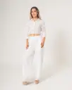 Blusa texturizada de manga larga blanca