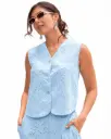 Chaleco texturizado con botones azul