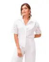 Blusa Calada con Cuello y Botones Blanca