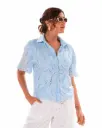 Blusa calada con cuello y botones azul