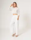 Pantalón largo calado blanco