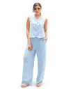 Pantalón largo calado Azul