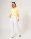 Blusa Calada de Manga Corta Amarilla