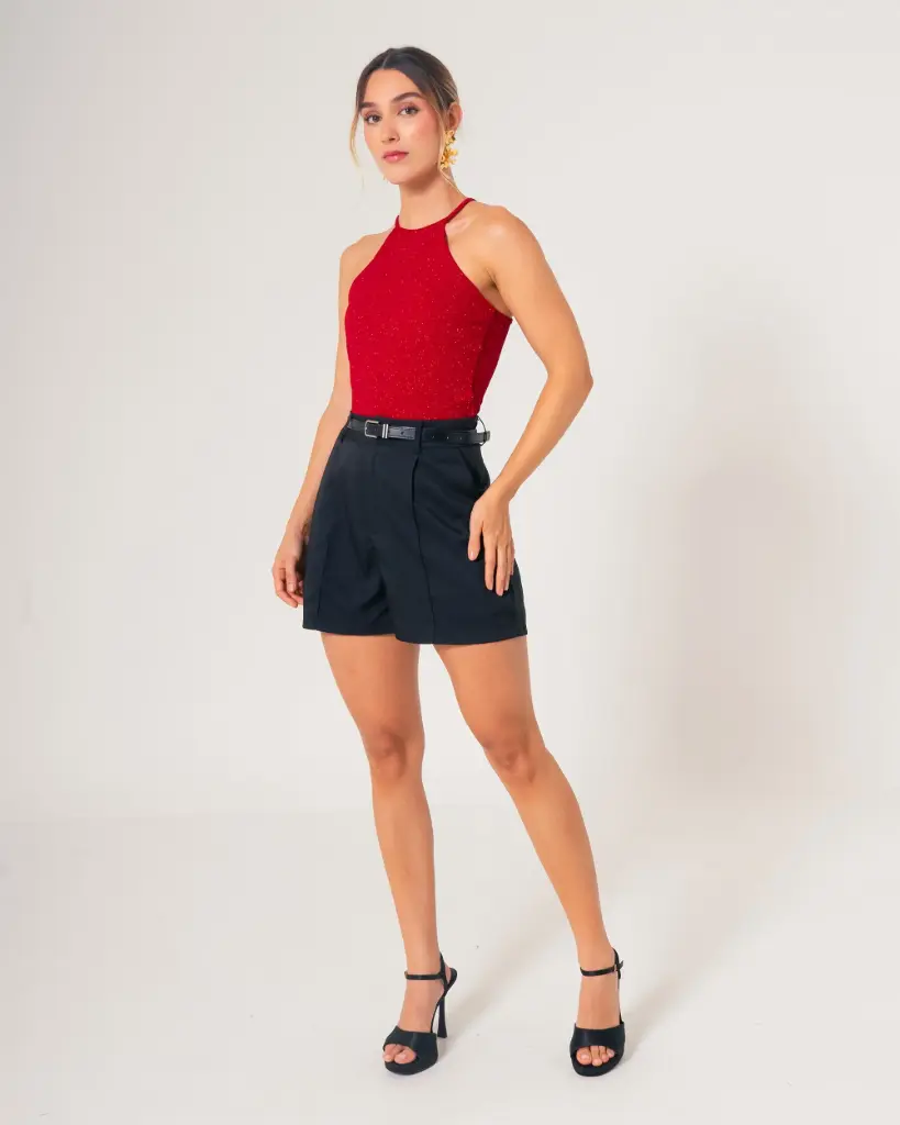 Blusa cuello halter tiras ROJO (K22116) 