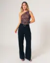 Blusa de un solo hombro en mesh, surcido al costado ANIMAL LEOPARDO (B151) 