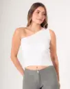 Blusa asimétrico de un hombro blanco