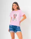 Camisetas rayas corazones dalmata ROSA