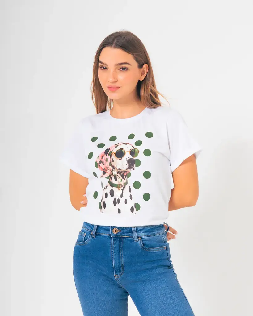 Camiseta puntos con dalmata BLANCO