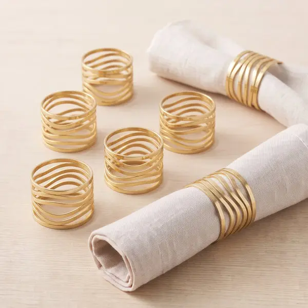 Set de porta servilletas x6 dorado
