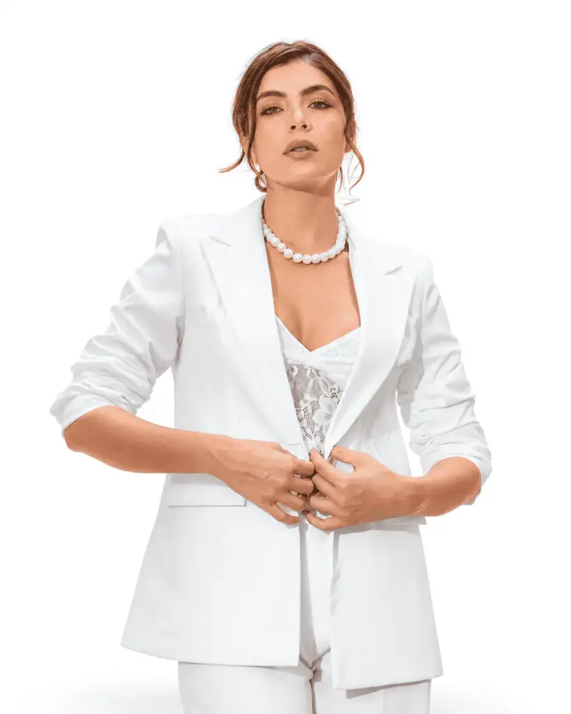 Chaleco tipo blazer blanco