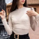 BODY MALLA MANGA LARGA BEIGE TS BEIGE