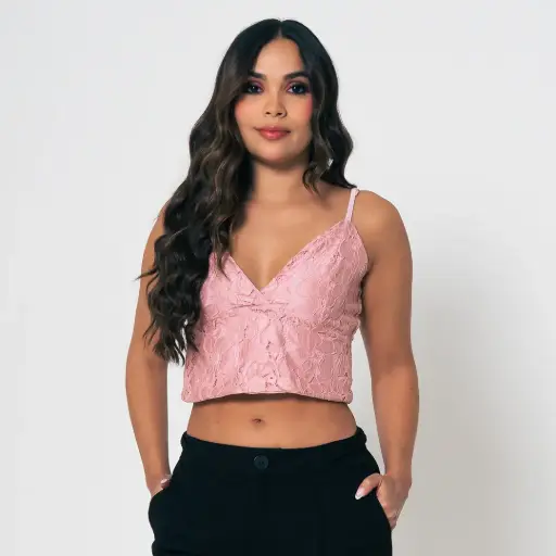 Crop top tiras en blonda 