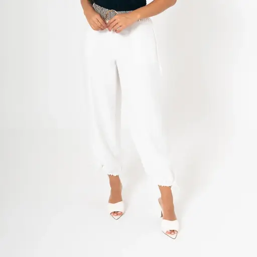 Pantalón con correa bombacho beige (S11470)