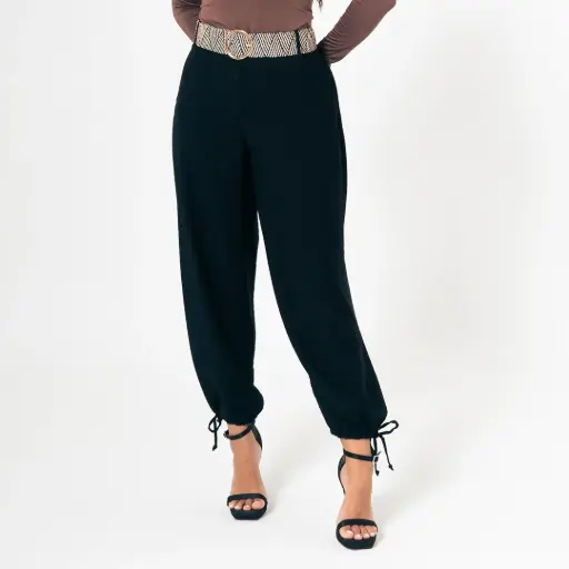 Pantalón con correa bombacho negro (S11470)