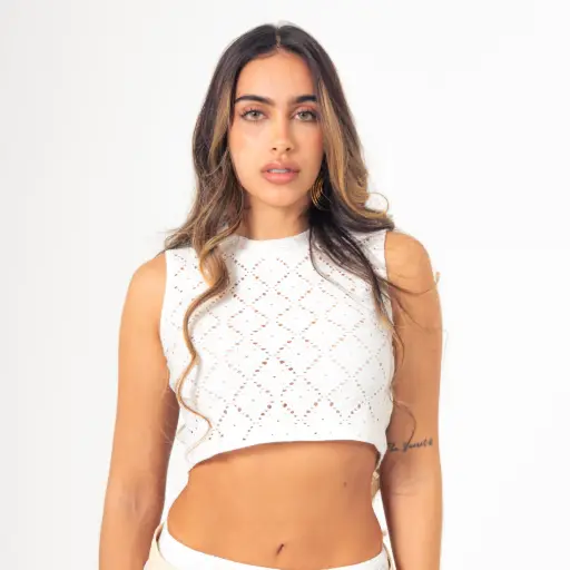 Blusa corta banda escote ivory