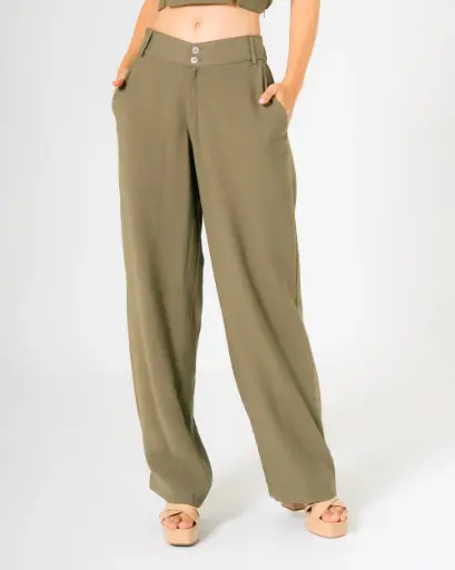 Pantalón Recto de Tiro Alto verde (11710277)