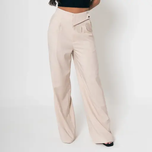 Pantalón bota recta pretina doblada camel (P413)